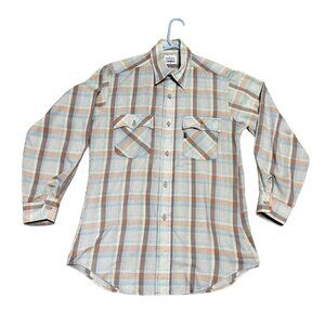 Vtg Levi's Plaid Black Tag Shirt Sz M Long Sleeve Western Pockets Rockabilly Men